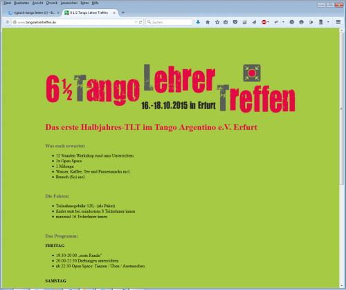 Startseite des Halbjahres-TangoLehrerTreffen am 31. Oktober 2015