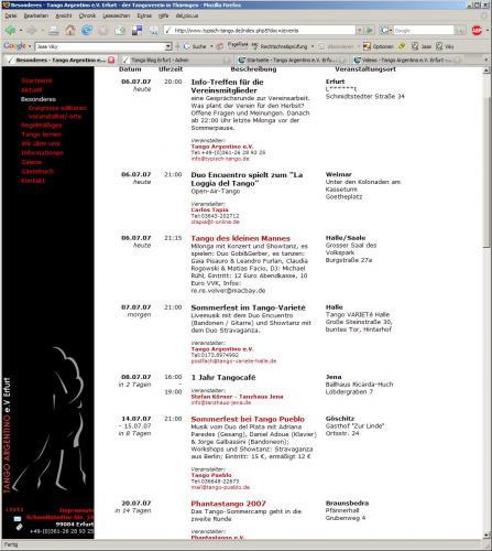 Kalender-Datenbank am 6.Juli '07